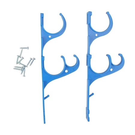 Pool Central Pool Central 32806375 Blue Pole & Vacuum Hose Swimming Pool Accessory Hangers - Set of 2 32806375